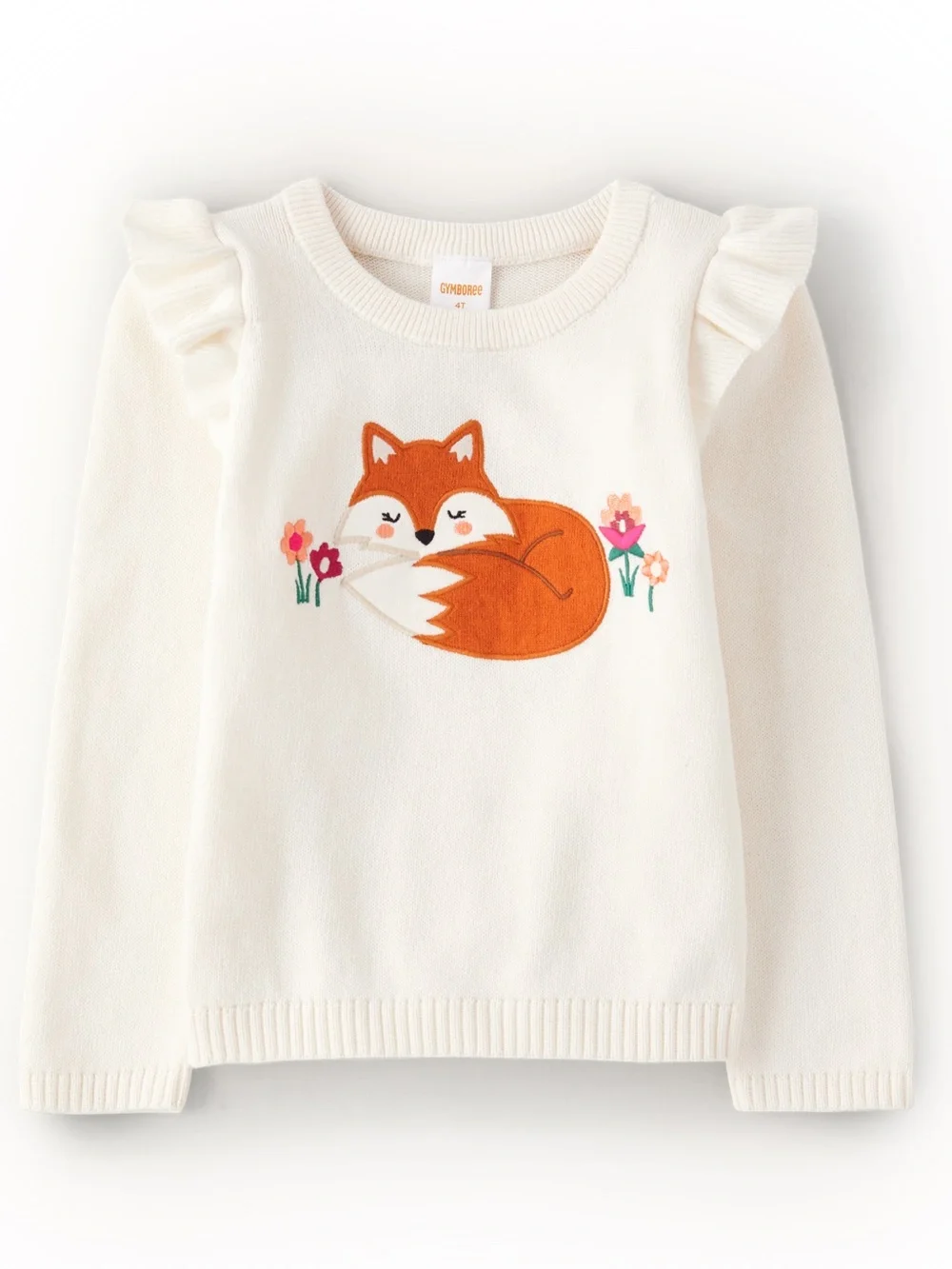 Girls Embroidered Fox Sweater